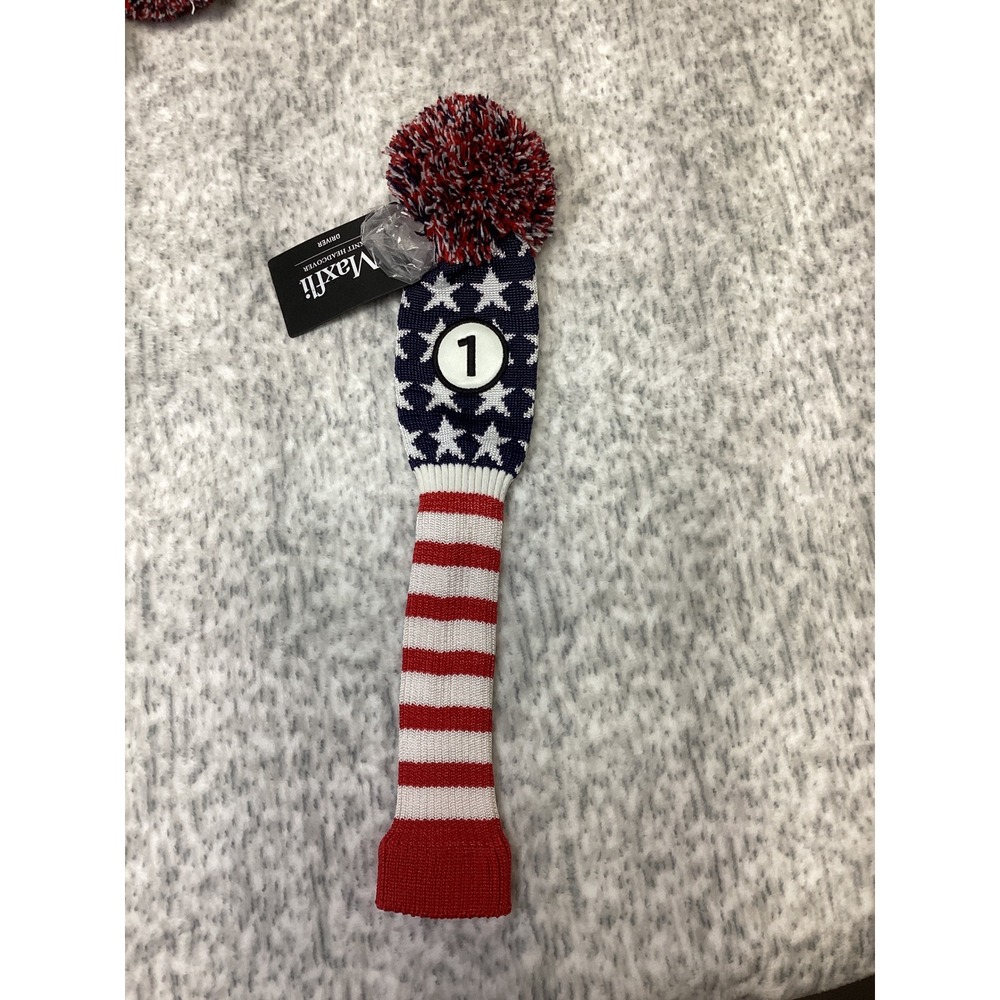 Maxfli Knit Driver Headcover American Flag Stars Stripes MX495 Red White Blue